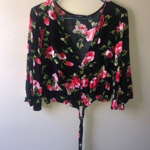 Black floral shirt